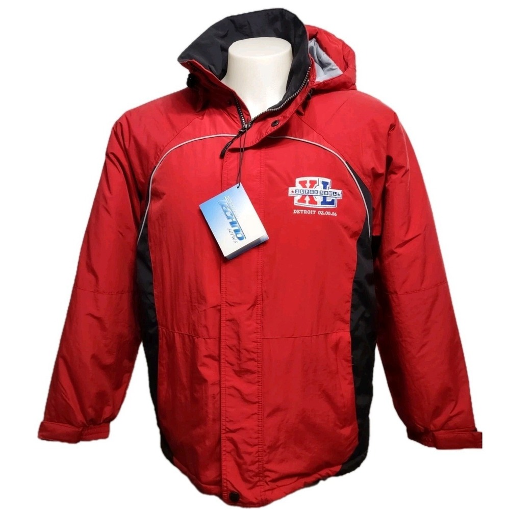 North End Super Bowl XL Jacket Medium Red NWT Y2K Gorpcore Streetwear Logo Retro